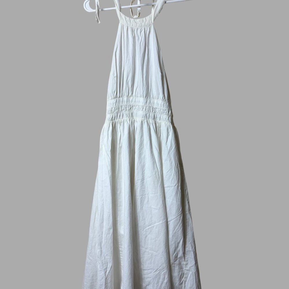Hunter & Brown White Halter Midi Dress - Size Small